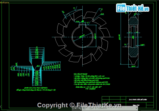 Bản vẽ,Bản vẽ autocad,dao phay đĩa modul,cơ khí